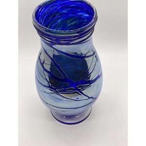 Todd S Abell Unique Blue Studio Art Glass Vase. Fantastic Design. Signed. 2012
